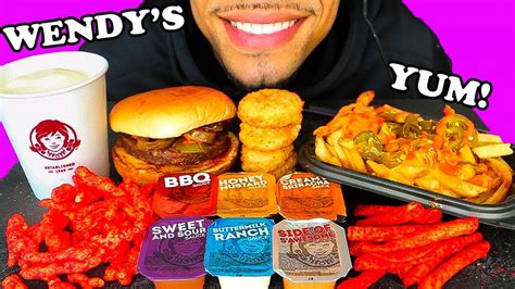 ASMR WENDY S CHEESEBURGER CHEESE FRIES TAKIS HOT CHEETOS CHICKEN