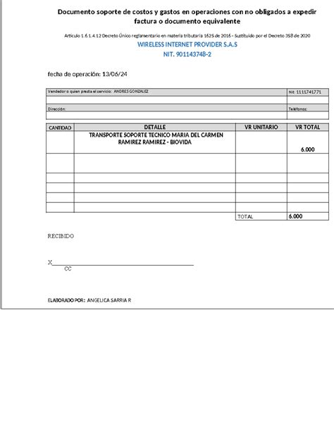 Recibos Contabilidad Andres Documento Soporte De Costos Y Gastos En