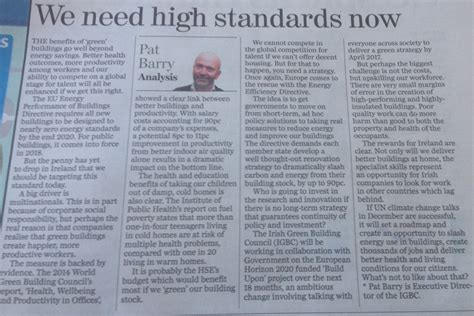 Pat Barry We Need High Standards Now Irish Green Building Council