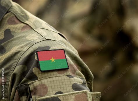 Flag of Burkina Faso on military uniform. Army, troops, soldiers ...