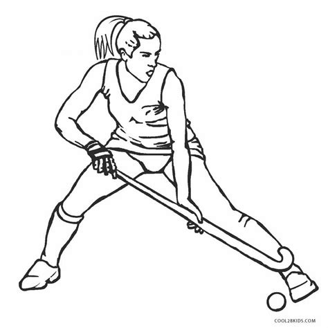 Hockey Coloring Pages Player Clipart Girl Girls Colouring Kids Players Cliparts Sports Printable ...