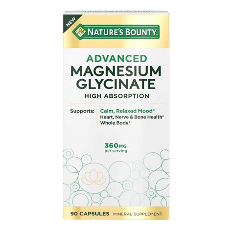 Natures Bounty Advanced Magnesium Glycinate 360mg Muscle Bone