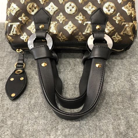 【哈極品】美品 《louis Vuitton Lv 限量款 老花字紋亮片拼鉚釘 手提包波士頓包》m40244 Yahoo奇摩拍賣