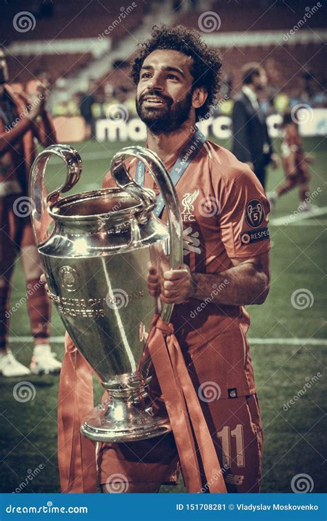 Madrid Spain 01 May 2019 Mohamed Salah With Cup Celebrate Winning