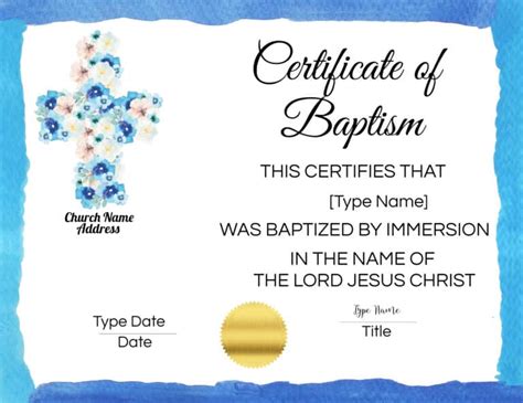 FREE Baptism Certificate Templates | Customize Online | No Watermark