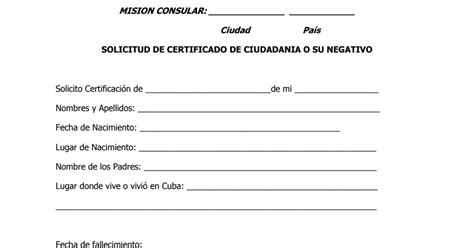 Solicitud Consulado Certificado De Ciudadania O Su Negativo Pdf