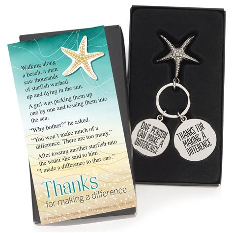 Thanks For Making A Difference Starfish Key Tag With Keepsake Card