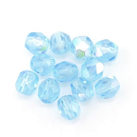 Mm Round Faceted Glass Beads Aqua Ab The Bead Shop Nottingham Ltd