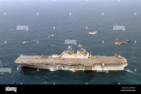 Us Navy Aircraft Assigned To The Iwo Jimas Air Combat Element Fly Over The Multi Purpose