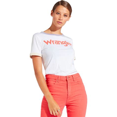 Wrangler Womens Retro 1970s Logo Ringer Tee In White