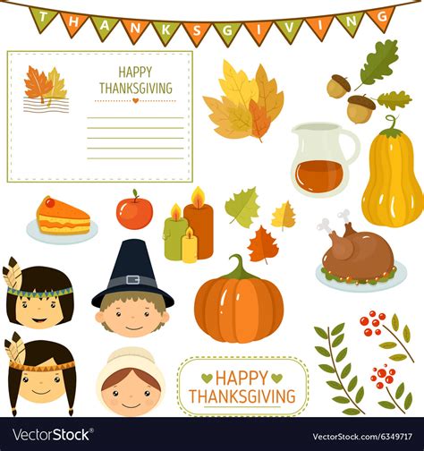 Thanksgiving Elements In Flat Style Royalty Free Vector