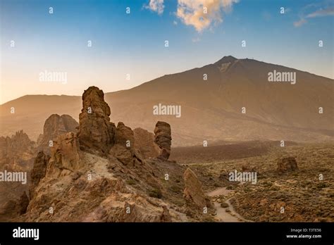 Aerial View Of Roques De Garcia In Front Of Mount Teide Summit