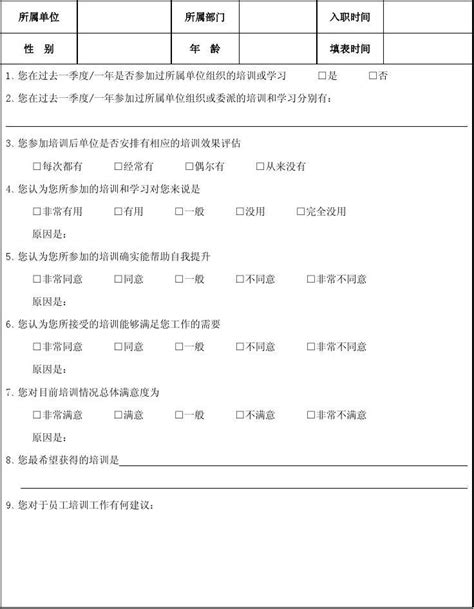 67员工培训满意度调查表word文档在线阅读与下载无忧文档