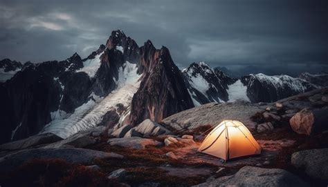 Premium Photo Hiking Through The Majestic Mountain Range Camping