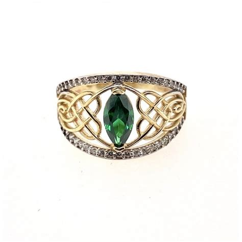 Celtic Irish 9ct Gold Celtic Green Stone Ring Jewellery From Gerry