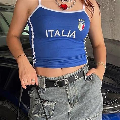 Italia Embroidery Y2k Tank Top Aesthetic Outfits Boogzel Boogzel