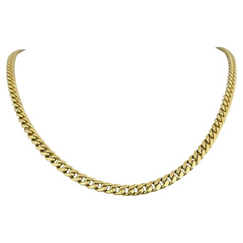 14 Karat Yellow Gold Hollow Rectangle Curb Link Chain Necklace For Sale