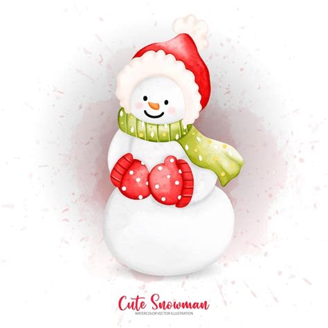 Premium Vector Watercolor Snowman Christmas Snowman Winter