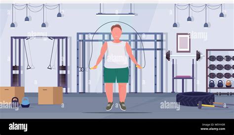 Fat Man Gym Stock Vector Images Alamy