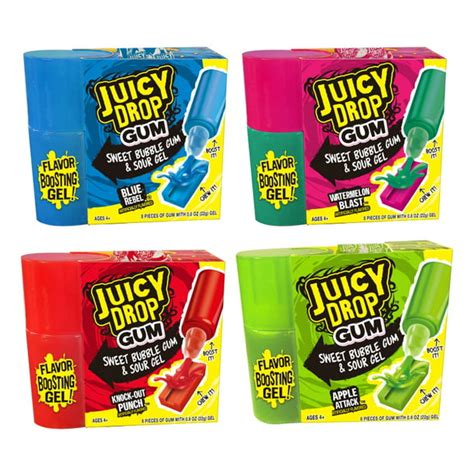 Juicy Drop Assorted Sweet Bubble Gum With Sour Gel Application 8 Pc