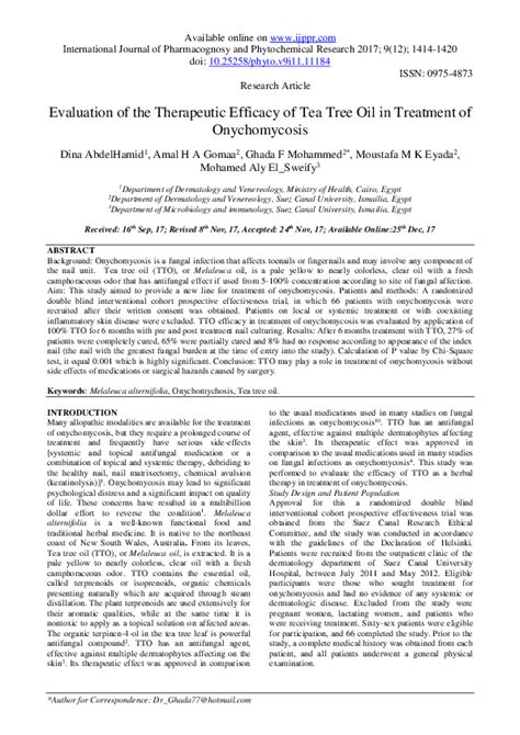 Pdf Treatment Of Toenail Onychomycosis With 2 Butenafine And 5 Melaleuca Alternifolia Tea