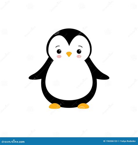 Pingüino De Bebé Lindo Parado En Fondo Blanco Ilustración Vectorial De