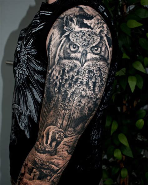 Owl Tattoo Arm Men