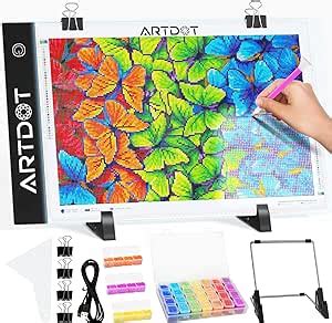 ARTDOT Tavoletta Luminosa A4 Lavagna Luminosa Per Diamond Painting Kit