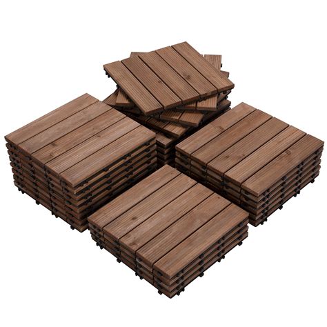 Buy Yaheetech 27PCS Interlocking Patio Deck Tiles 12 X 12in Wood Floor