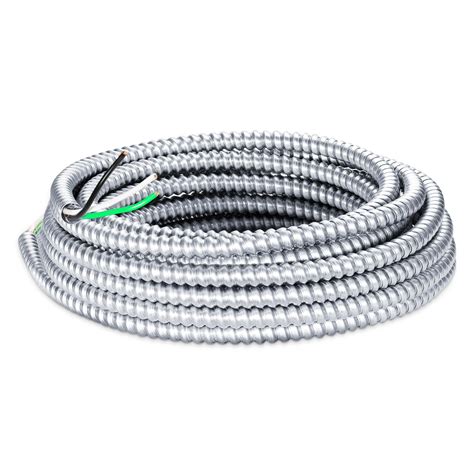 MULMART MC Cable, 25FT, 14/2 Type, MC Solid Metal Clad Cable with