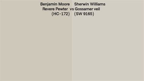 Benjamin Moore Revere Pewter Hc Vs Sherwin Williams Gossamer Veil