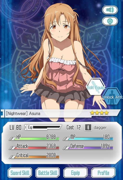 Nightwear Asuna Sword Art Online Memory Defrag Wiki Fandom