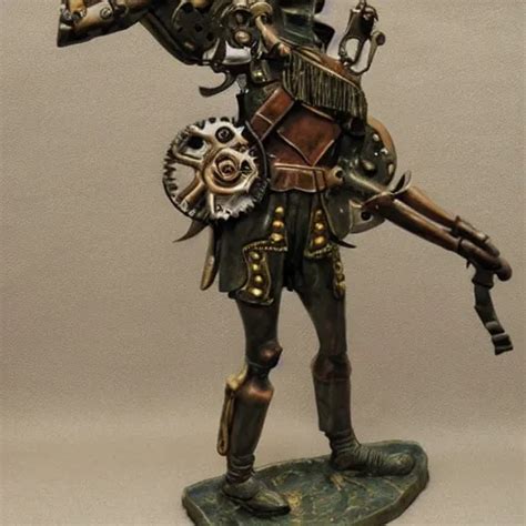 Clockwork Soldier With Multiple Arms That Is Holding Stable Diffusion