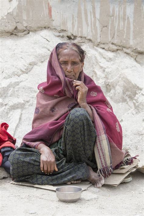 Indian Beggar Woman On The Street In Leh Ladakh India Editorial Photography Image Of Face