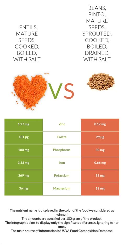Lentils Mature Seeds Cooked Boiled With Salt Vs Beans Pinto