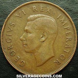 1945 George VI South African Bronze Penny Silver Age Coins