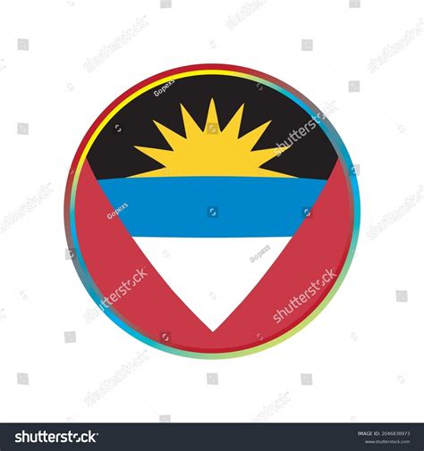 Antigua Barbuda Country Flag Circle Frame Stock Vector Royalty Free