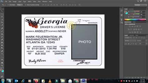 Georgia Drivers License Psd Template Download Photoshop File