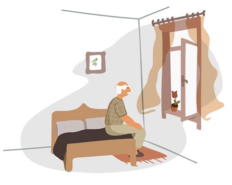 Premium Vector In The Morning An Elderly Grandfather In Pajamas And