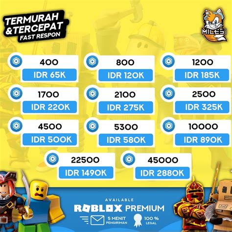 Jual Robux Premium 40080012002100450010000r Indonesiashopee Indonesia