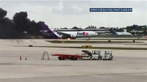 Fedex Plane Catches Fire While Landing At Ft Lauderdale Airport Abc7