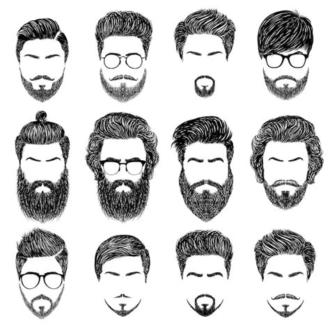 Premium Vector Bearded Man Hairstyles