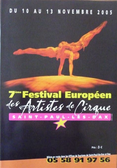 Programme 7ème Festival Européen des Artistes de Cirque St Paul Lès Dax