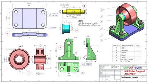 Belt Roller Support Assembly In Solidworks