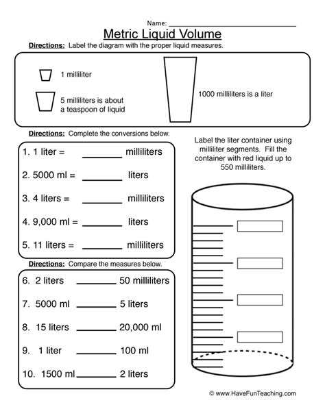 Volume Measurements For Third Grade