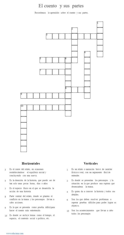 Crucigrama Del Cuento Y Sus Partes Worksheet Moldes De Letras