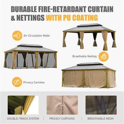 Outdoor Living 14x20ft Hardtop Gazebo Permanent Metal Gazebo With Gal