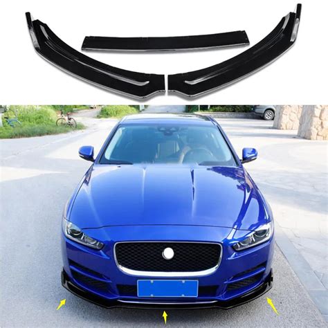 3pcs Fit For Jaguar XE 2017 2018 ABS Bright Black Front Bumper Front