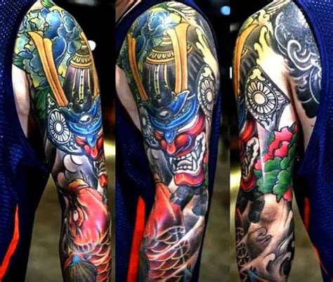 Samurai Mask Sleeve Tattoo