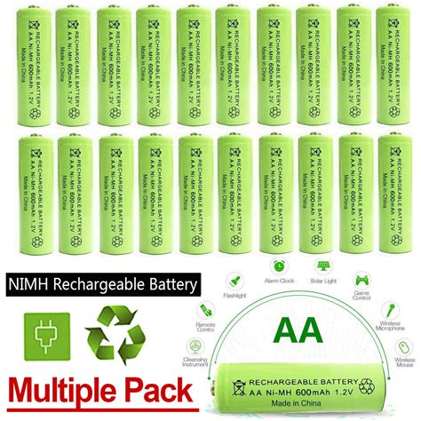 4 20 X AA Rechargeable Solar Power Batteries 600mAh 1 2V NI MH Garden